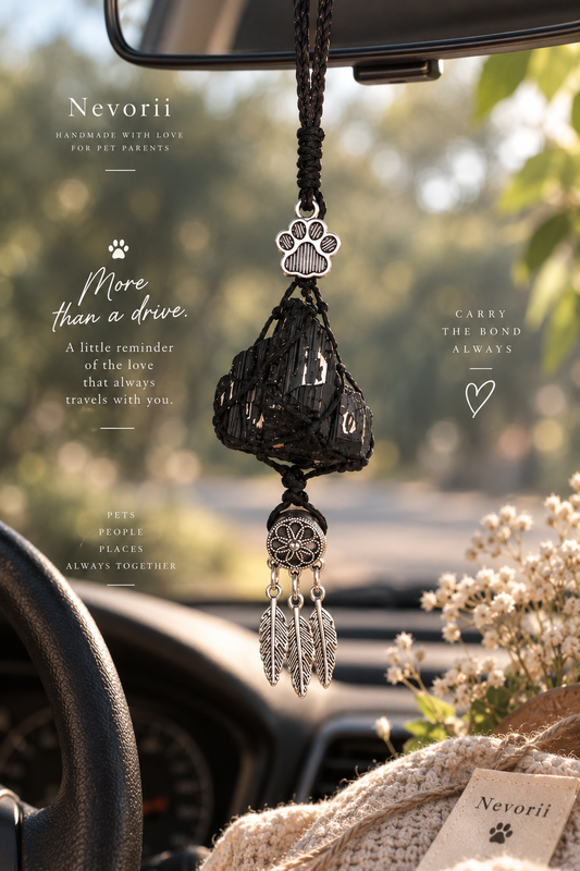 Personalized Black Tourmaline Car & Bag Charm | Handmade Raw Crystal