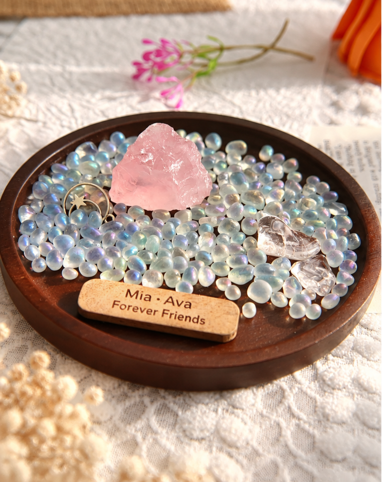 Personalized DIY Crystal Gift Dish, Acacia or Walnut | Nevorii